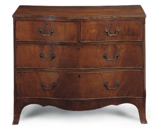 A REGENCY MAHOGANY SERPENTINE CHEST