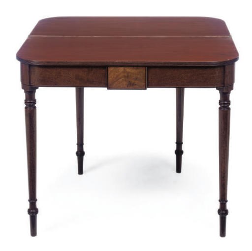 A REGENCY MAHOGANY AND LINE INLAID TEA TABLE