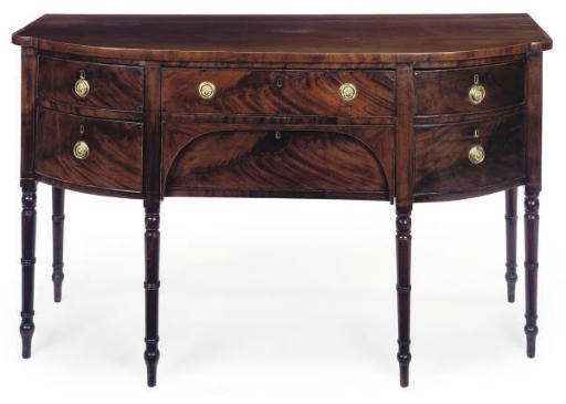 A REGENCY MAHOGANY BOWFRONT SIDEBOARD