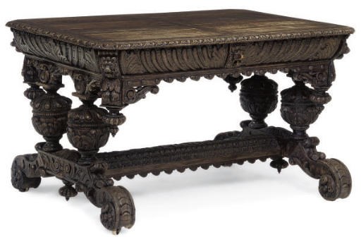 A FLEMISH CARVED OAK CENTRE TABLE