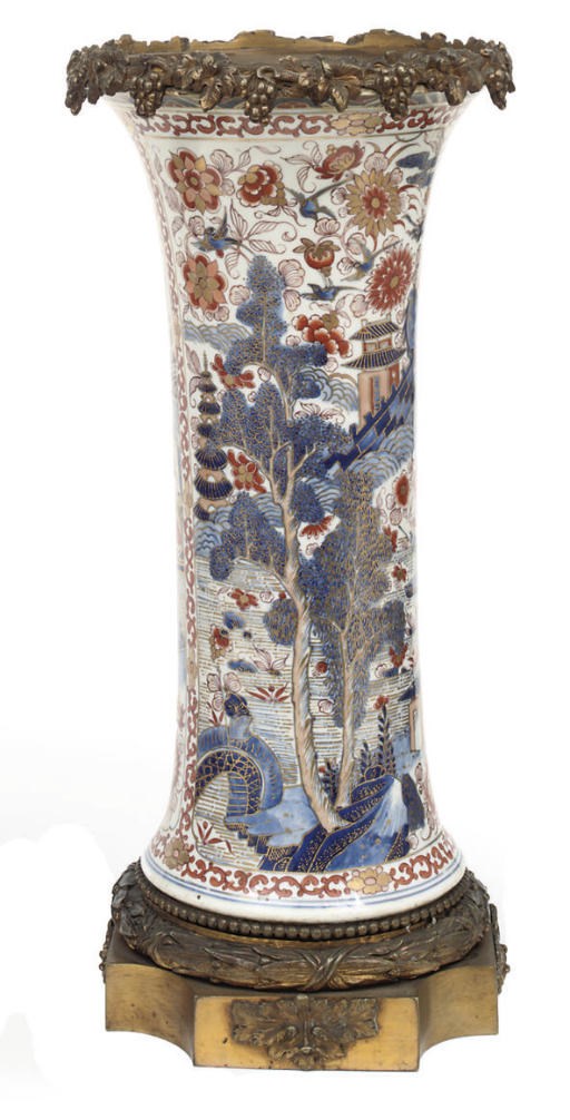 A pair of Chinese-style imari beaker vases