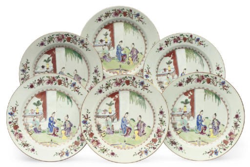 A Set of twenty Chinese export famille rose dishes