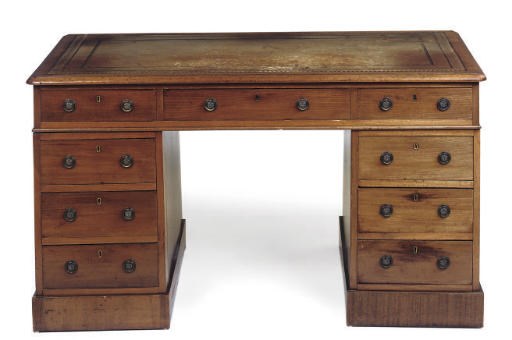 A MID-VICTORIAN MAHOGANY PEDESTAL DESK
