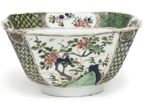 A Chinese famille verte tapering square bowl