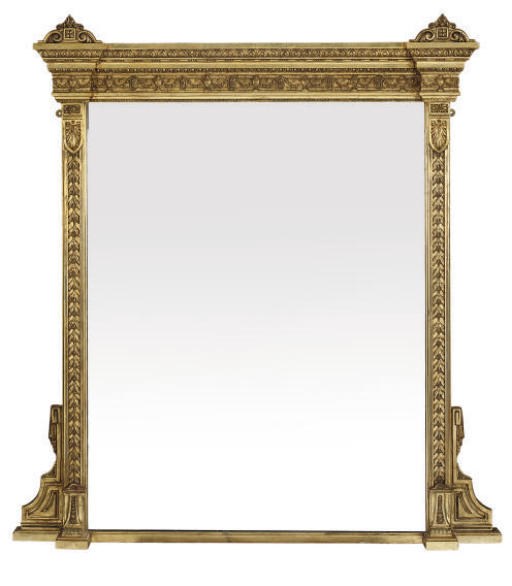 A LATE VICTORIAN GILTWOOD AND COMPOSITION OVERMANTEL MIRROR
