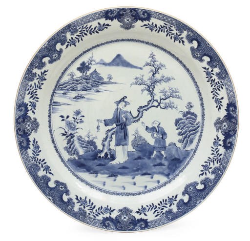 A massive Chinese blue and white charger