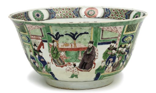 A large Chinese famille verte deep bowl