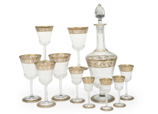 A ST. LOUIS 'THISTLE' PATTERN PART TABLE SERVICE