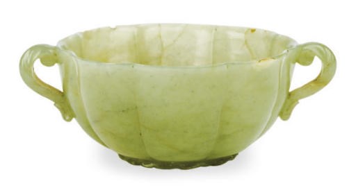 A MUGHAL GREYISH GREEN JADE LOTUS-FORM CUP,