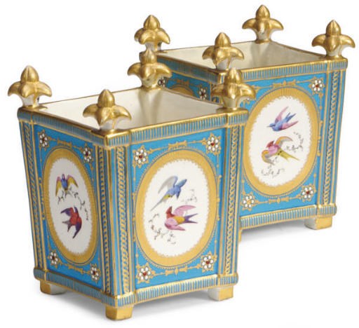 A PAIR OF SÈVRES STYLE PORCELAIN GLASS COOLERS,