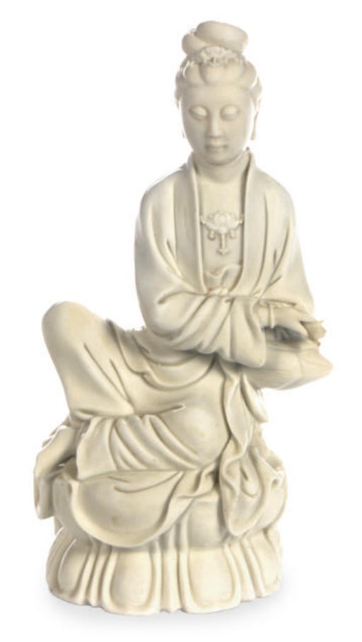 A CHINESE PORCELAIN BLANC-DE-CHINE GUANYIN,