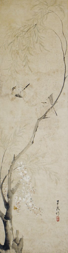 A CHINESE PAINTING OF BIRDS ON BRANCHES,