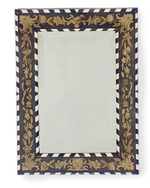 A PAIR OF IVORY INLAID FRUITWOOD MARQUETRY DRESSING TABLE MIRRORS**,