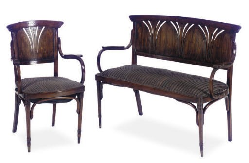 A CONTINENTAL STAINED WOOD SALON SUITE,