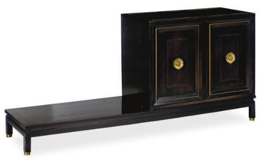 A STAINED MAHOGANY AND PARCEL-GILT CABINET-ON-STAND,