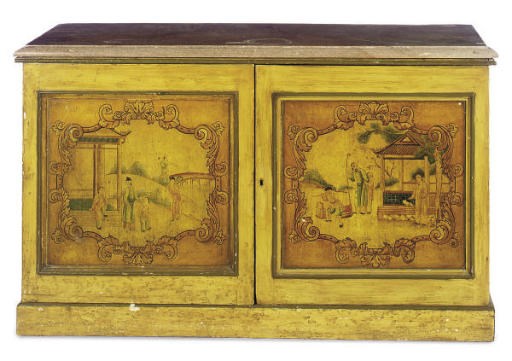 A POLYCHROME PAINTED PINE CABINET,