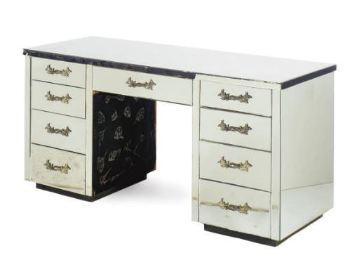 A MODERN MIRRORED KNEEHOLE DESK,