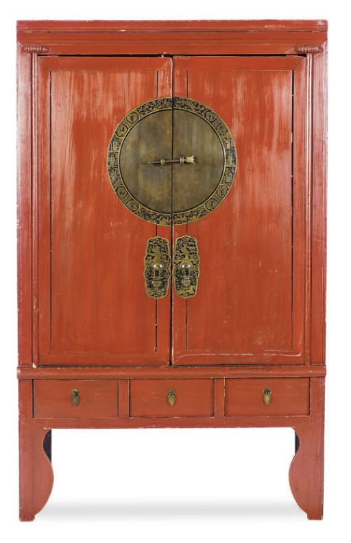 A CHINESE RED-LACQUER CABINET,