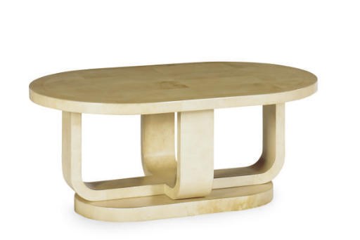 A SOUTH AMERICAN SIMULATED GOATSKIN COFFEE TABLE,