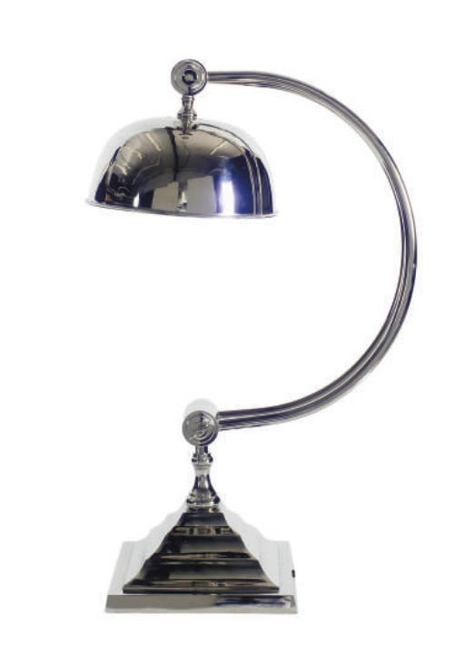 A CHROMED-METAL ADJUSTABLE TABLE LAMP,