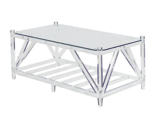 A LUCITE LOW TABLE,