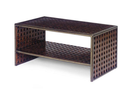 A GUN-METAL MOUNTED HATCH COVER COFFEE TABLE,