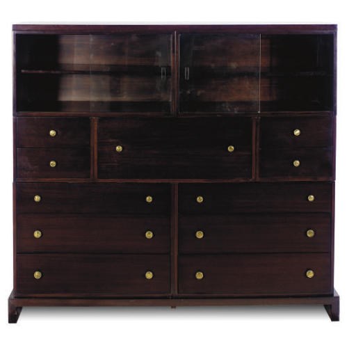 A STAINED MAHOGANY SECRETARY CABINET,