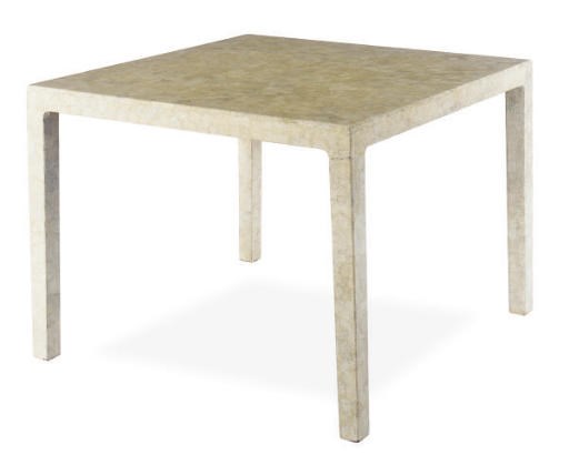 AN EGGSHELL AND LACQUER SQUARE TABLE,