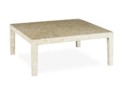 A PAIR OF EGGSHELL AND LACQUER LOW TABLES,