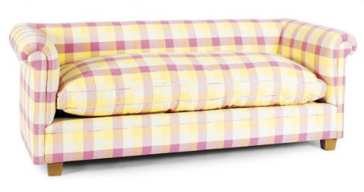 A PINK AND YELLOW UPHOLSTERED 'BROMPTON' SOFA,