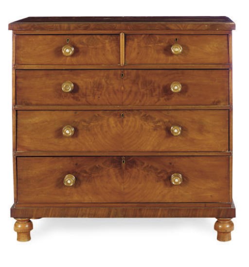 A STAINED MAHOGANY CHEST-OF-DRAWERS,
