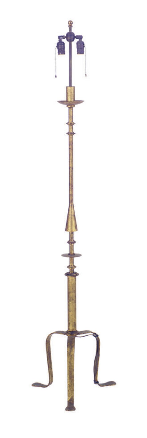 A GILT-METAL FLOOR LAMP,