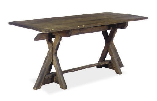 A STAINED PINE REFECTORY TABLE,