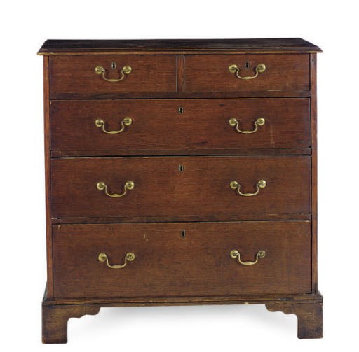 AN ENGLISH OAK CHEST-OF-DRAWERS,