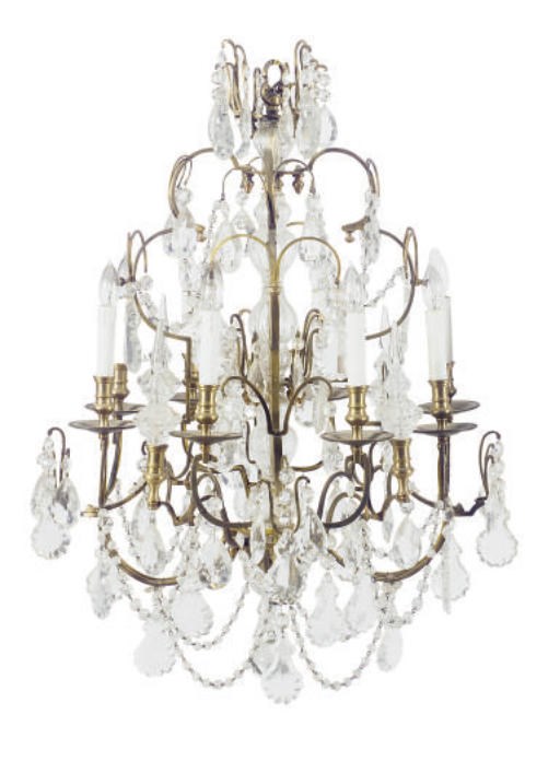 A CONTINENTAL GILT-METAL AND CUT-GLASS EIGHT-LIGHT CHANDELIER,