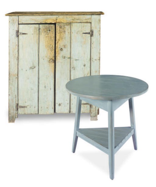AN AMERICAN GREEN PAINTED PINE CUPBOARD,