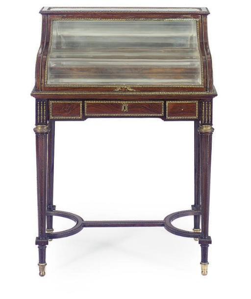 A GILT-METAL MOUNTED MAHOGANY AND ROSEWOOD DISPLAY CABINET**,