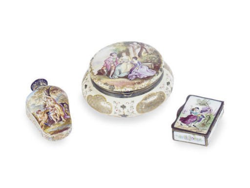 A GROUP OF THREE CONTINENTAL ENAMEL ARTICLES,