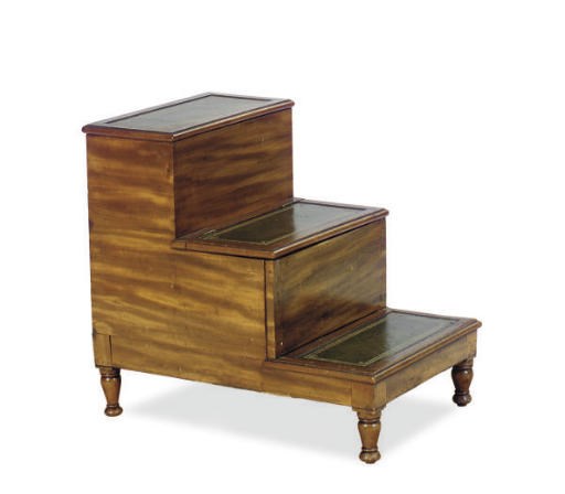 AN ENGLISH MAHOGANY BEDSTEPS,