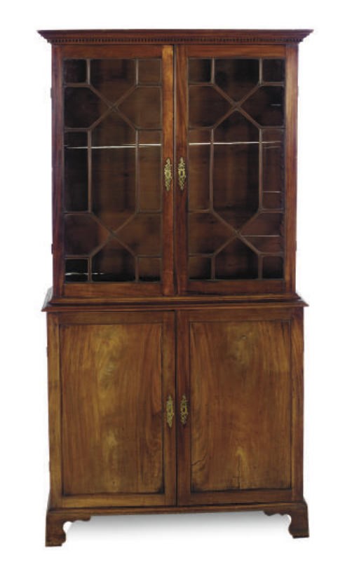 A GEORGE III MAHOGANY BOOKCASE-CABINET,