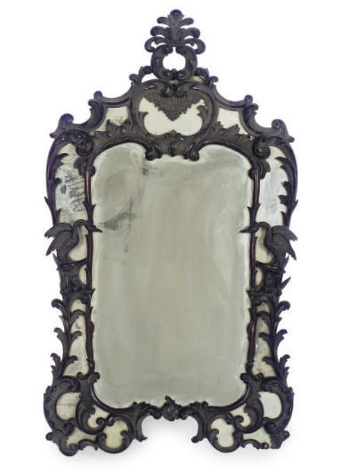 AN ENGLISH MAHOGANY MIRROR,