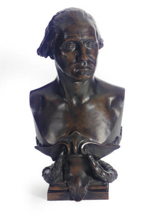 A PATINATED BRONZE BUST OF GEORGE WASHINGTON,