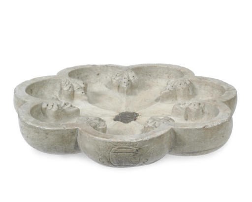 A CONTINENTAL MARBLE FOUNTAIN BASIN,