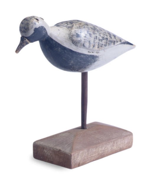 A CARVED AND PAINTED SHORE BIRD,