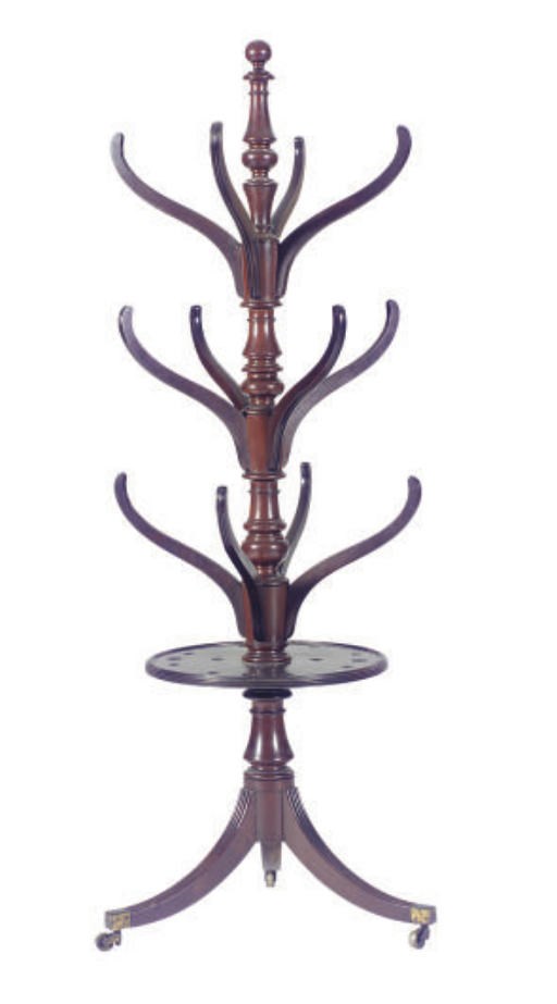A REGENCY MAHOGANY COAT RACK,