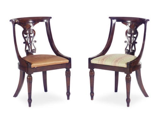 A SET OF TEN CONTINENTAL MAHOGANY DINING CHAIRS,