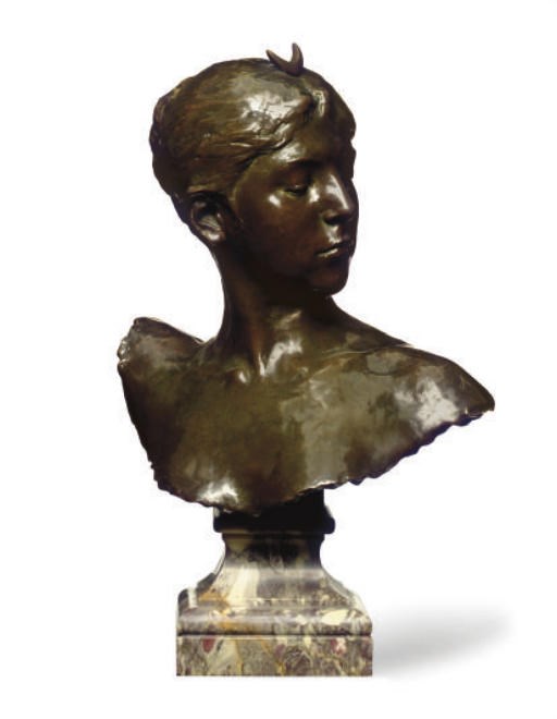 A FRENCH BRONZE BUST OF DIANA