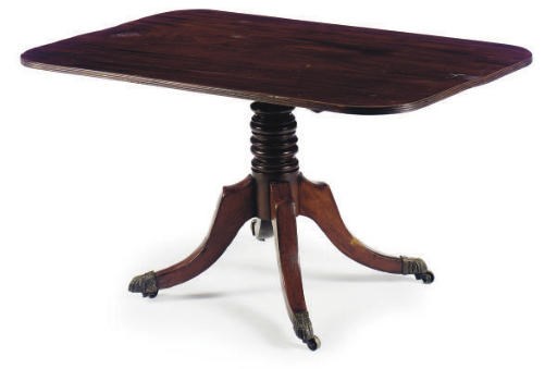 AN ENGLISH MAHOGANY BREAKFAST TABLE,