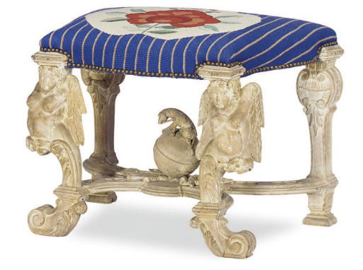 AN ITALIAN LIMED WOOD SERPENTINE FIGURAL BENCH,