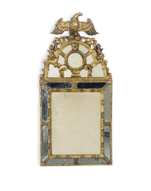 A NORTH EUROPEAN GILTWOOD MIRROR,